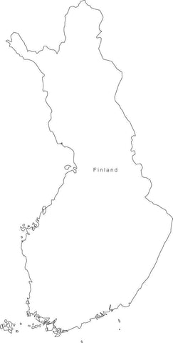Digital Black & White Finland map in Adobe Illustrator EPS vector format