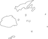 Digital Black & White Fiji map in Adobe Illustrator EPS vector format