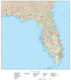 Detailed Florida Digital Map with Counties, Cities, Highways, Railroads, Airports, and more