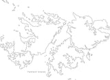 Digital Black & White Falkland Islands map in Adobe Illustrator EPS vector format