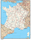 France Digital Vector Map with Provinces, Cities, Rivers and Roads