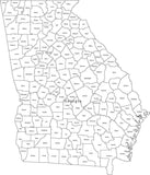 Digital GA Map with Counties - Black & White