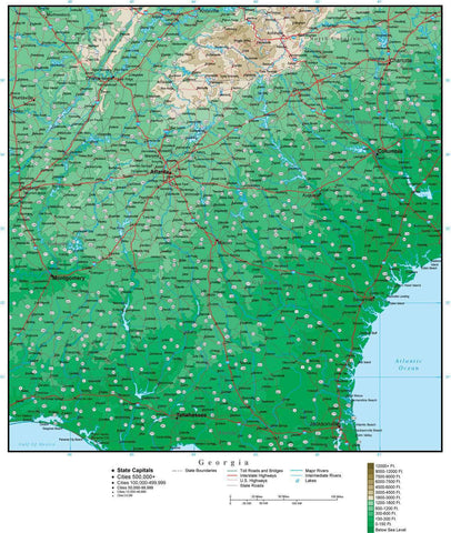 Georgia Map with Contour Background