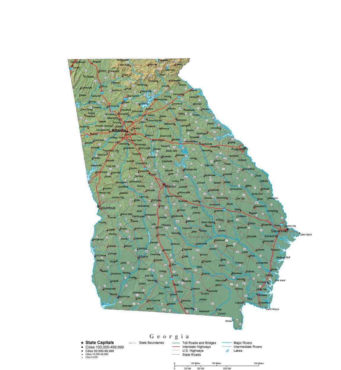 Georgia Map Showing Counties Cities Detailed Vector Map Of Georgia