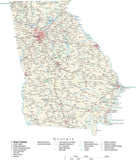 Detailed Georgia Cut-Out Style Digital Map with County Boundaries, Cities, Highways, and more