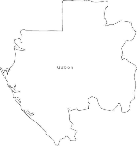 Digital Black & White Gabon map in Adobe Illustrator EPS vector format