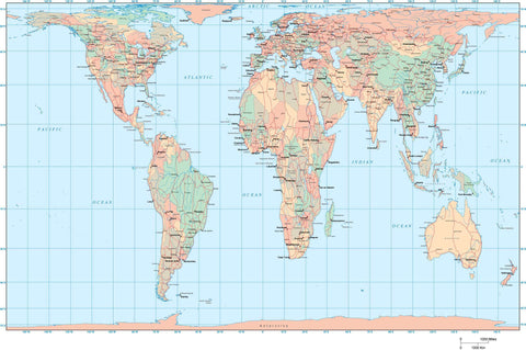 World Map - Europe / Africa Centered - Gall Projection