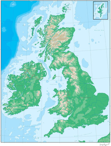 Digital United Kingdom Contour map in Adobe Illustrator vector format.