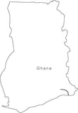 Digital Black & White Ghana map in Adobe Illustrator EPS vector format