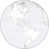 Black & White Globe over the Americas Map with Countries
