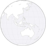 Globe over Australia Black & White Blank Outline Map