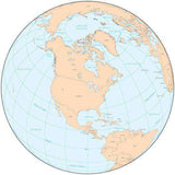 Single Color Globe over North America Map with Countries