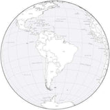 Black & White Globe over South America Map with Countries