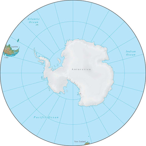 Globe South Pole Terrain map in Adobe Illustrator vector format with Photoshop terrain image GL-SPL-952966