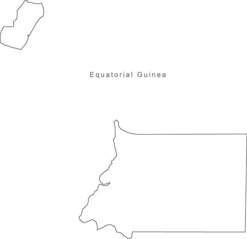 Digital Black & White Equatorial Guinea map in Adobe Illustrator EPS vector format
