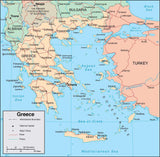 Digital Greece map in Adobe Illustrator vector format