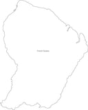 Digital Black & White French Guiana map in Adobe Illustrator EPS vector format