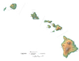 Digital Hawaii State Illustrator cut-out style vector with Terrain HI-USA-241992