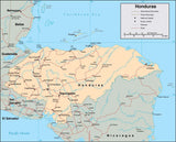Digital Honduras map in Adobe Illustrator vector format