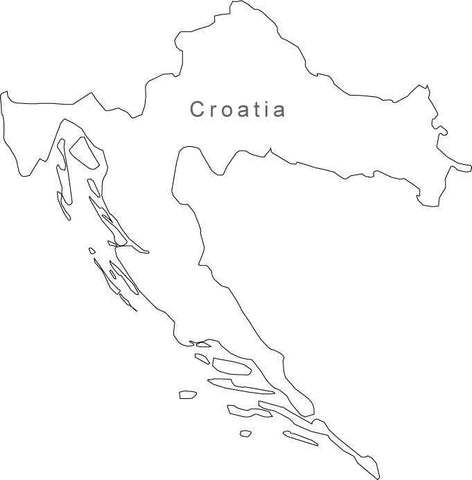 Digital Black & White Croatia map in Adobe Illustrator EPS vector format