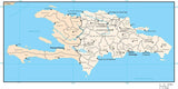 Haiti and Dominican Republic Digital Vector Map with Admin Areas and Capitals