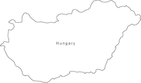 Digital Black & White Hungary map in Adobe Illustrator EPS vector format