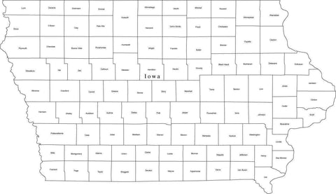 Digital IA Map with Counties - Black & White