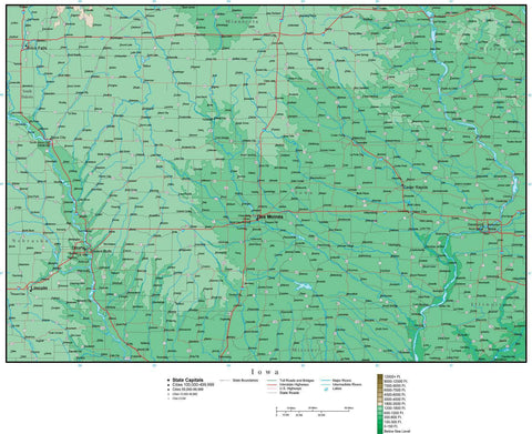 Iowa Map with Contour Background