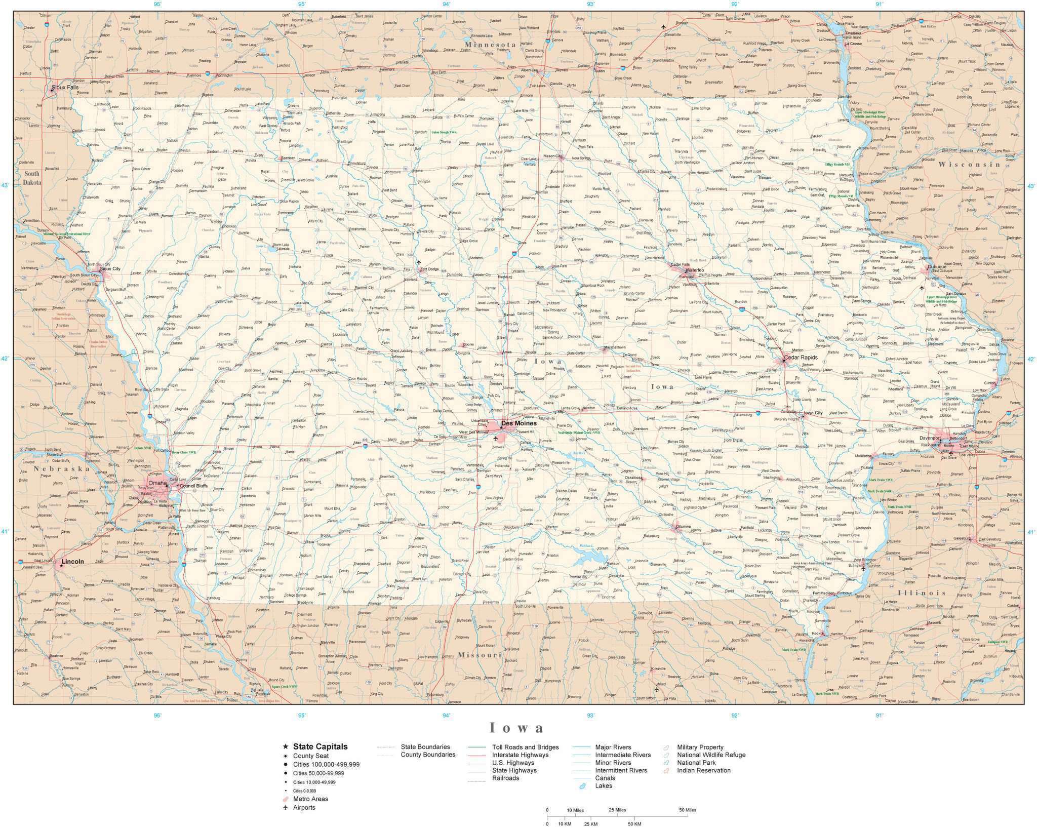 Map Of Iowa Showing Towns