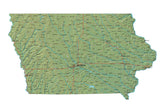 Digital Iowa map in Fit Together style with Terrain IA-USA-852122