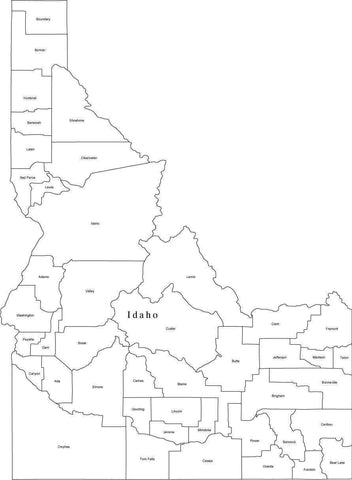 Digital ID Map with Counties - Black & White