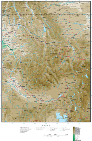 Idaho Map with Contour Background