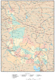 Idaho Map with Counties, Cities, County Seats, Major Roads, Rivers and Lakes