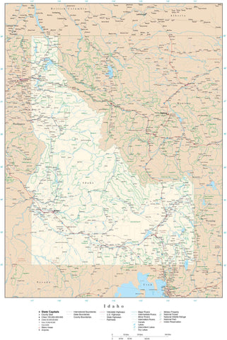 Detailed Idaho Digital Map with County Boundaries, Cities, Highways, and more