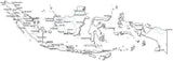 Indonesia Black & White Map with Capital Major Cities and Roads