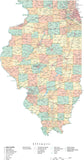 Detailed Illinois Cut-Out Style Digital Map with Counties, Cities, Highways, and more