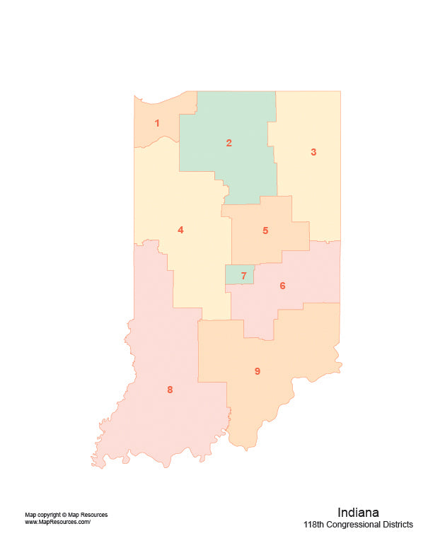 Districts In Indiana Indiana Map with 2022 Congressional Districts