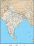 High Detail India Map - 17 inches by 22 inches