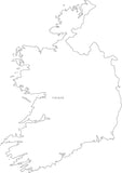 Digital Black & White Ireland map in Adobe Illustrator EPS vector format