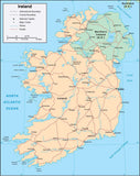 Digital Ireland map in Adobe Illustrator vector format