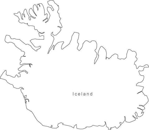 Digital Black & White Iceland map in Adobe Illustrator EPS vector format