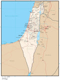 Israel Digital Vector Map with Admin Areas, Capitals, Roads and Water Features