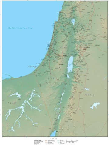 Digital Israel Terrain map in Adobe Illustrator vector format with Terrain ISR-XX-955507