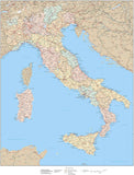 Italy Map - 22 x 17 Inches - High Detail with Regions