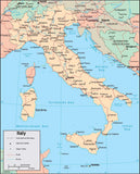 Digital Italy map in Adobe Illustrator vector format