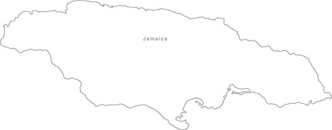 Digital Black & White Jamaica map in Adobe Illustrator EPS vector format