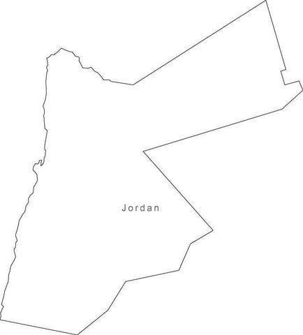Digital Black & White Jordan map in Adobe Illustrator EPS vector format
