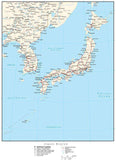 Japan Region Map with Country Boundaries, Capitals, Cities, Roads and Water Features
