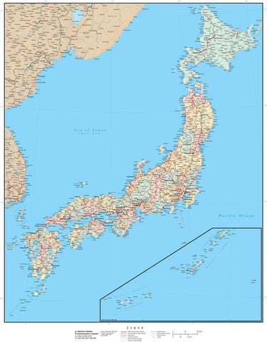 Japan Map - High Detail with Prefectures
