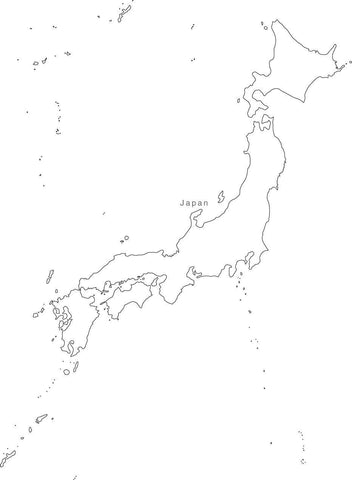 Digital Black & White Japan map in Adobe Illustrator EPS vector format